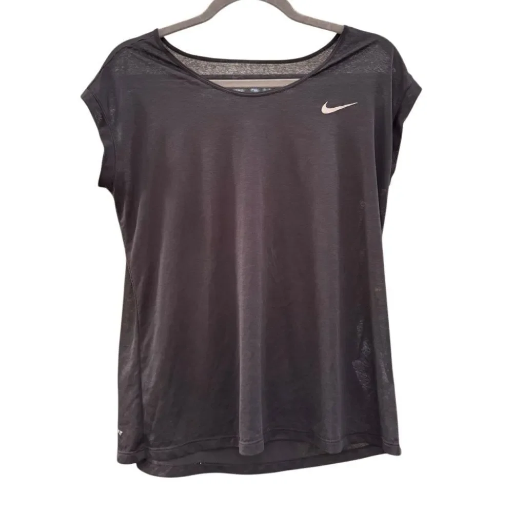 Nike Dri Fit Women's Cool Breeze Short Sleeve T Shirt in Black Size Large